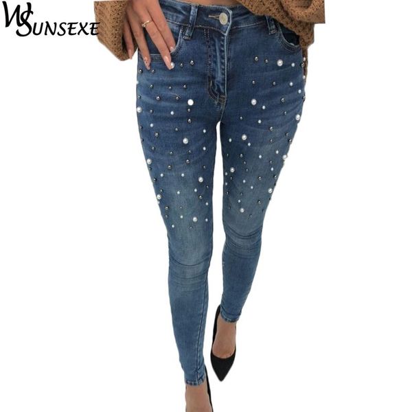pearl beaded jeans casual women stretch skinny spring elastic denim zipper pants female slim long trousers women's, Blue
pearl beaded jeans casual women stretch skinny spring elastic denim zipper pants female slim long trousers women's, Blue