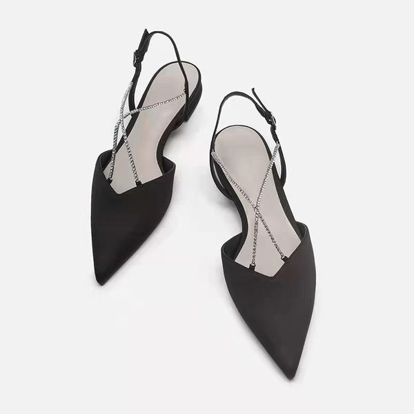 sandals women's shoe single 2021 water drill chain decoration fashion pointed head flat women shoes, Black
sandals women's shoe single 2021 water drill chain decoration fashion pointed head flat women shoes, Black