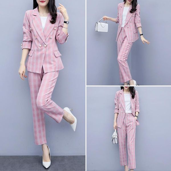 autumn korean office lady fashion elegant plaid slim small suit was thin straight pants two-piece women suits sets women's two piece, White
autumn korean office lady fashion elegant plaid slim small suit was thin straight pants two-piece women suits sets women's two piece, White