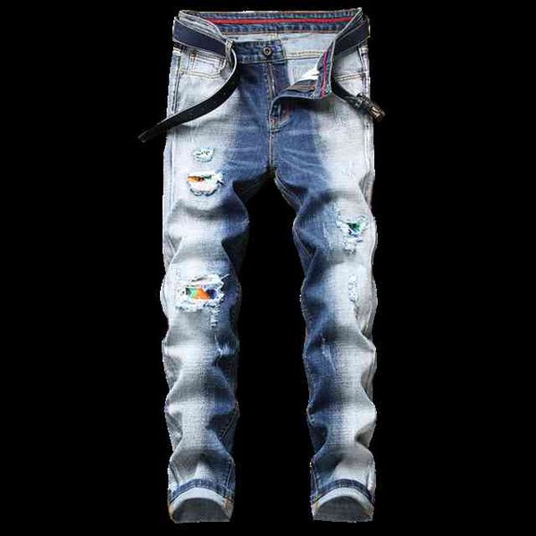 men's jeans spring men's blue and white washed ripped jeans fashion retro pants regular fit stretch denim trousers
men's jeans spring men's blue and white washed ripped jeans fashion retro pants regular fit stretch denim trousers
