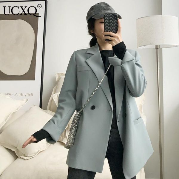 women's suits & blazers ucxq woman jacket 2021 autumn fashion korean casual style balzer double breasted pockets loose wild long sleeve, White;black
women's suits & blazers ucxq woman jacket 2021 autumn fashion korean casual style balzer double breasted pockets loose wild long sleeve, White;black