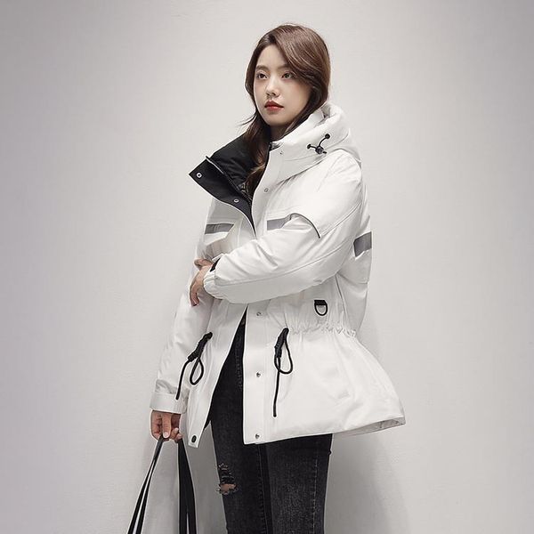 2021 new thickened warm parker work coat medium length 90 white duck waist down jacket for women, Black
2021 new thickened warm parker work coat medium length 90 white duck waist down jacket for women, Black