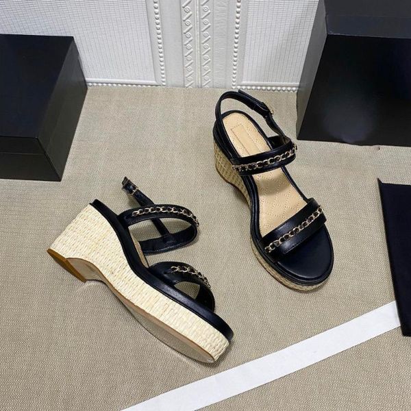 sandals summer women's shoes weave wedges genuine leather fashion ladies dress, Black
sandals summer women's shoes weave wedges genuine leather fashion ladies dress, Black