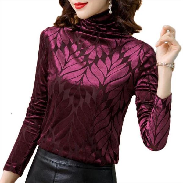 vintage flocking print women blouses long sleeve turtleneck velour plus size camisas de mujer, White
vintage flocking print women blouses long sleeve turtleneck velour plus size camisas de mujer, White