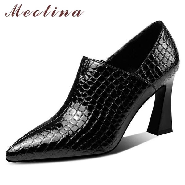 dress shoes meotina high heels women pumps natural genuine leather block patent zipper pointed toe lady 34-39, Black
dress shoes meotina high heels women pumps natural genuine leather block patent zipper pointed toe lady 34-39, Black