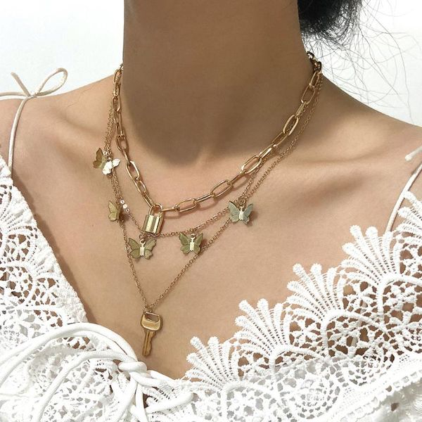 Bohemia Butterfly Tassel Choker Necklace For WOmen Gold Color Gothic Punk Padlock Key Pedant Jewelry Collar Gift Pendant Necklaces, Silver
Bohemia Butterfly Tassel Choker Necklace For WOmen Gold Color Gothic Punk Padlock Key Pedant Jewelry Collar Gift Pendant Necklaces, Silver