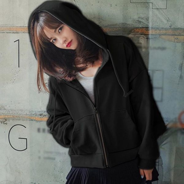 fashion autumn loose korean jacket women's long sleeve short solid color hooded sports n jackets, Black;brown
fashion autumn loose korean jacket women's long sleeve short solid color hooded sports n jackets, Black;brown