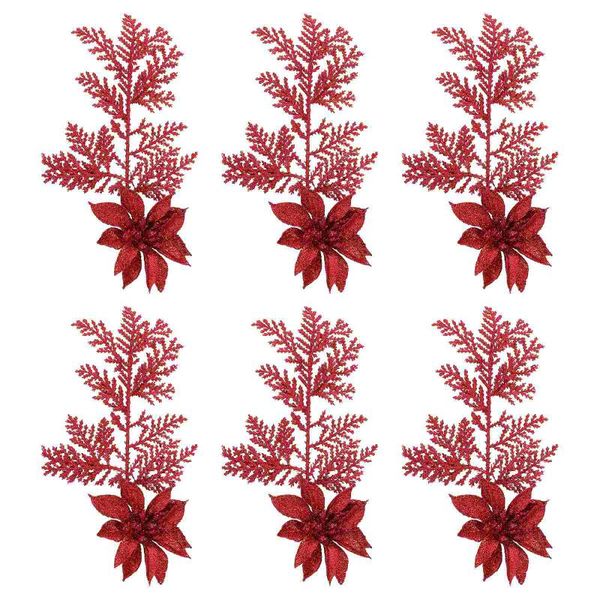 decorative flowers & wreaths 6pcs glitter artificial flower christmas tree pine branches with clip
decorative flowers & wreaths 6pcs glitter artificial flower christmas tree pine branches with clip