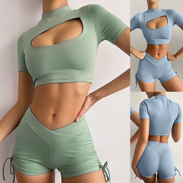 women's tracksuits lulu yoga suit sport wear 2021 summer fashion short sleeve tight solid color, Gray
women's tracksuits lulu yoga suit sport wear 2021 summer fashion short sleeve tight solid color, Gray