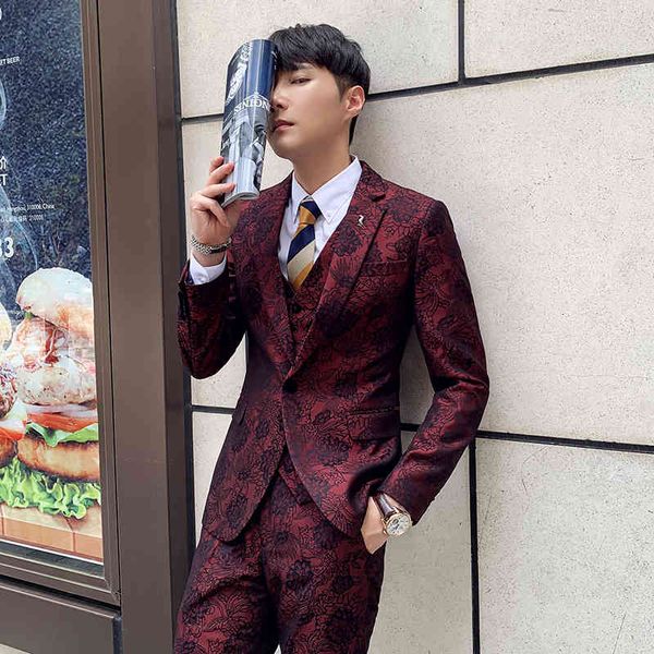 men's suits & blazers british style fashion floral print slim blazer high-end custom banquet groom wedding dress jacket + pants vest1, White;black
men's suits & blazers british style fashion floral print slim blazer high-end custom banquet groom wedding dress jacket + pants vest1, White;black