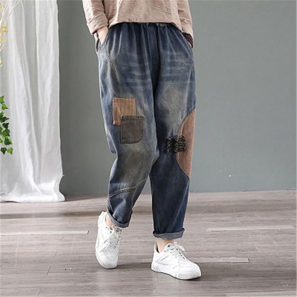 women's jeans mairuker store harem women patchwork retro loose denim trousers female elastic waist cowboy pants rm50178, Blue
women's jeans mairuker store harem women patchwork retro loose denim trousers female elastic waist cowboy pants rm50178, Blue