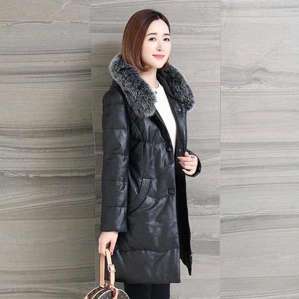 genuine brand fashion leather down jacket female 2021 office lady sheepskin fur collar coat warm hooded outerwear m-3xl women's & faux, Black
genuine brand fashion leather down jacket female 2021 office lady sheepskin fur collar coat warm hooded outerwear m-3xl women's & faux, Black