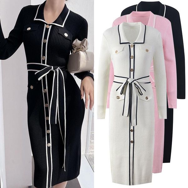 casual dresses elegant temperament lapel strap single breasted knitted dress slim 2121 autumn and winter, Black;gray
casual dresses elegant temperament lapel strap single breasted knitted dress slim 2121 autumn and winter, Black;gray