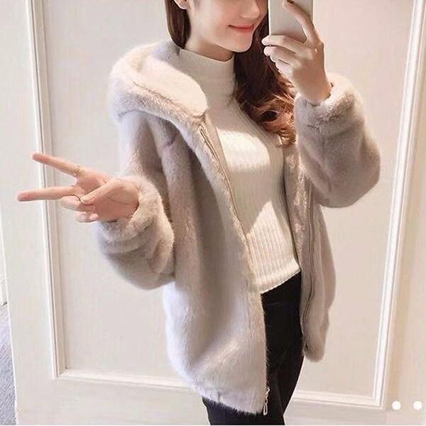 women's fur & faux autumn imitation winter grass mink coat ladies artificial hooded soft, Black
women's fur & faux autumn imitation winter grass mink coat ladies artificial hooded soft, Black