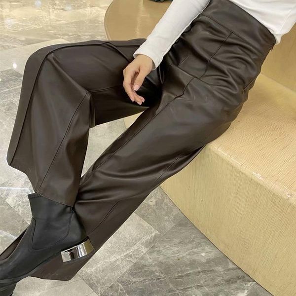faux leather high waist pants straight trousers 2021 women all-match fall vintage casual elegant office lady wide leg women's & capris, Black;white
faux leather high waist pants straight trousers 2021 women all-match fall vintage casual elegant office lady wide leg women's & capris, Black;white