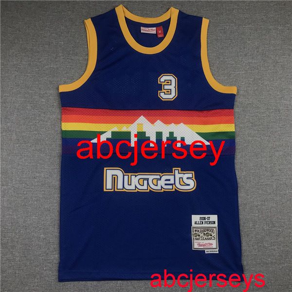 men's 3# iverson retro blue mesh basketball jersey s- vest, Black