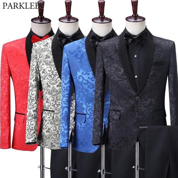 men's suits & blazers design wedding for men royal blue green red floral mens with pants stage singer groom tuxedo costume, White;black
men's suits & blazers design wedding for men royal blue green red floral mens with pants stage singer groom tuxedo costume, White;black