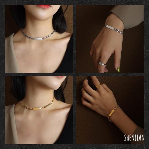 earrings & necklace sell 316l stainless steel gold plated choker chain bracelet for women lady punk classic fashion jewelry set, Silver
earrings & necklace sell 316l stainless steel gold plated choker chain bracelet for women lady punk classic fashion jewelry set, Silver