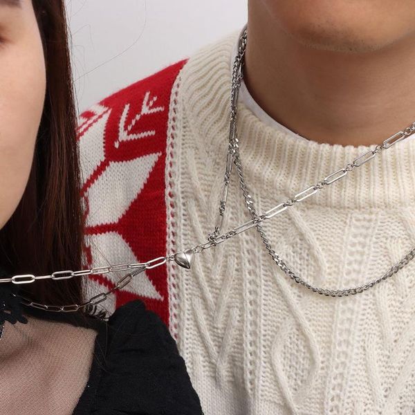 chains women men valentine's day gifts attractive necklace magnet double chain couple gift for, Silver
chains women men valentine's day gifts attractive necklace magnet double chain couple gift for, Silver