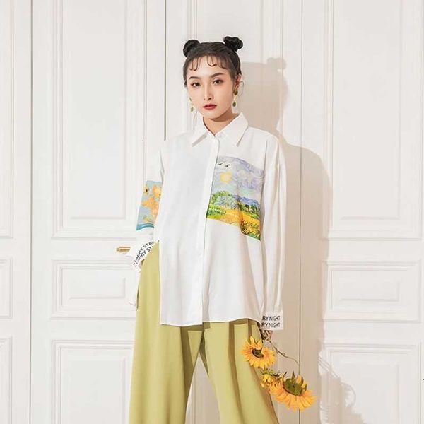 women's two piece pants autumn oil painting long sleeve blouse white button up collar oversized shirt designer fashion h08q
women's two piece pants autumn oil painting long sleeve blouse white button up collar oversized shirt designer fashion h08q