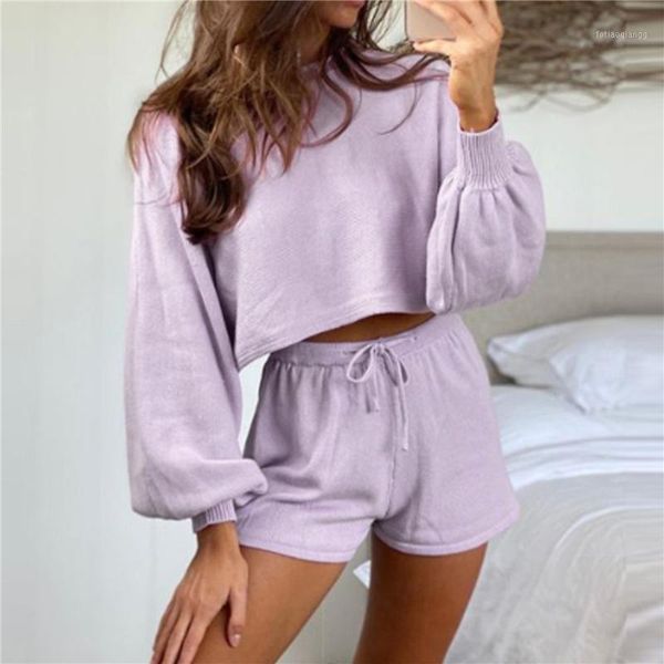 pcs ladies clothing set casual o neck puff sleeve loose tee lace up shorts solid color autumn female outfits women's tracksuits, Gray
pcs ladies clothing set casual o neck puff sleeve loose tee lace up shorts solid color autumn female outfits women's tracksuits, Gray