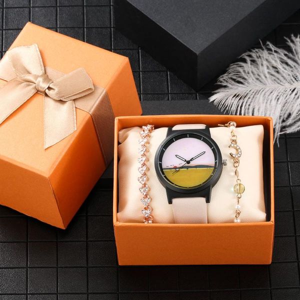 wristwatches simple cute women watch bracelets gift set lady quartz leather minimalist dial christmas gifts kit for wife girlfriend, Slivery;brown
wristwatches simple cute women watch bracelets gift set lady quartz leather minimalist dial christmas gifts kit for wife girlfriend, Slivery;brown