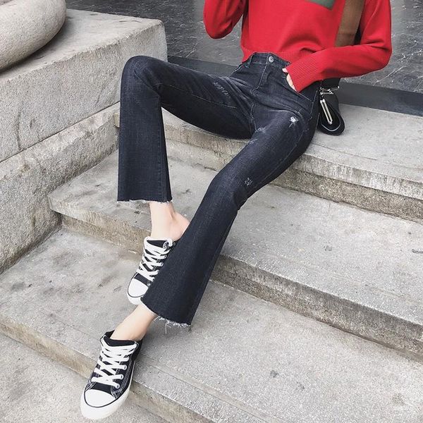 women's jeans 2021 high waist straight slim retro casual ankle length wide leg frayed flare denim ladies trousers, Blue
women's jeans 2021 high waist straight slim retro casual ankle length wide leg frayed flare denim ladies trousers, Blue