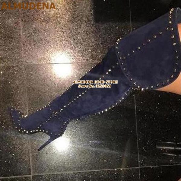 boots almudena silver studded over knee long stiletto heels pointed toe thigh metallic punk rivets tall size47, Black
boots almudena silver studded over knee long stiletto heels pointed toe thigh metallic punk rivets tall size47, Black