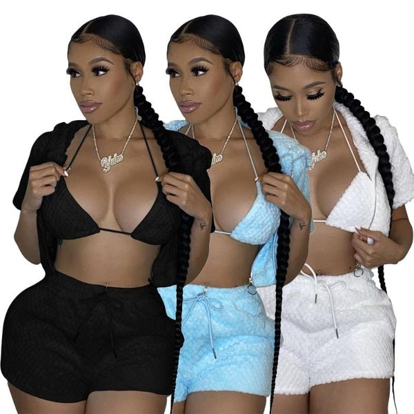women's tracksuits autumn plush 3 piece club outfits women bra +drawstring shorts+hooded jackets clothing, Gray
women's tracksuits autumn plush 3 piece club outfits women bra +drawstring shorts+hooded jackets clothing, Gray