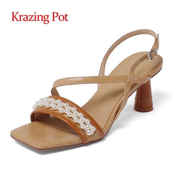 krazing pot high heels open toe brand shoes quality pearl vintage simple style buckle straps summer sandals women l98 dress, Black
krazing pot high heels open toe brand shoes quality pearl vintage simple style buckle straps summer sandals women l98 dress, Black