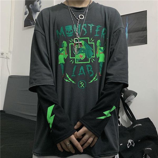 men's t-shirts hip hop japan men casual korean gothic harajuku t shirt spring autumn high street oversized cool cartoon male, White;black
men's t-shirts hip hop japan men casual korean gothic harajuku t shirt spring autumn high street oversized cool cartoon male, White;black