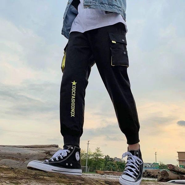 men's pants hip hop korean streetwear splice joggers fashion men casual cargo pant trousers high street waist, Black
men's pants hip hop korean streetwear splice joggers fashion men casual cargo pant trousers high street waist, Black