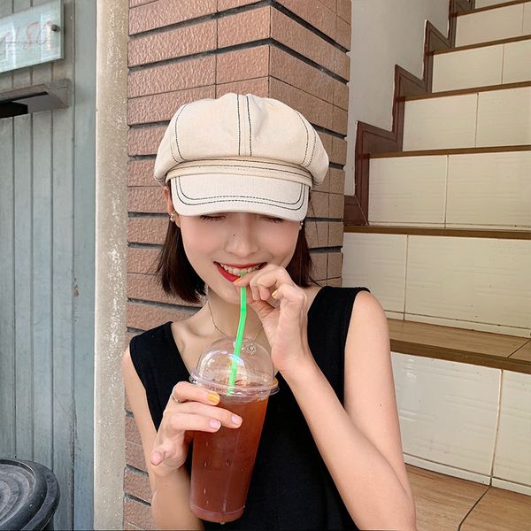 octagonal female british summer thin black hat designer fashion versatile newsboy beret, Yellow
octagonal female british summer thin black hat designer fashion versatile newsboy beret, Yellow