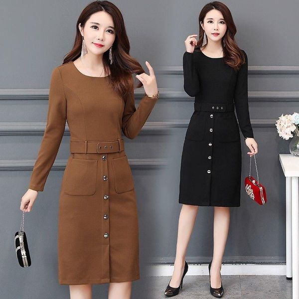 casual dresses large size women long-sleeved fashion spring autumn slim o-neck elegant dress solid with pocket female 5xl, Black;gray
casual dresses large size women long-sleeved fashion spring autumn slim o-neck elegant dress solid with pocket female 5xl, Black;gray