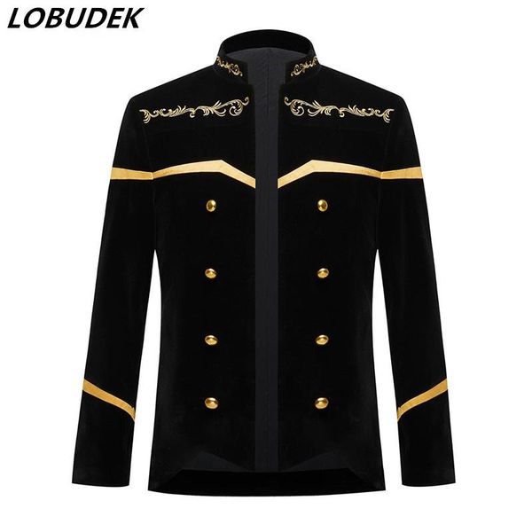 men's jackets plus size black stand collar court jacket bar singer embroidery velvet slim suit coat stage performance breasted blazers, Black;brown
men's jackets plus size black stand collar court jacket bar singer embroidery velvet slim suit coat stage performance breasted blazers, Black;brown