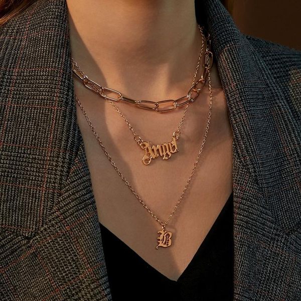 vsnow temperament multi-layers chunky cuban chain necklace for women creative angel letter pendant chokers necklaces jewellery, Silver
vsnow temperament multi-layers chunky cuban chain necklace for women creative angel letter pendant chokers necklaces jewellery, Silver