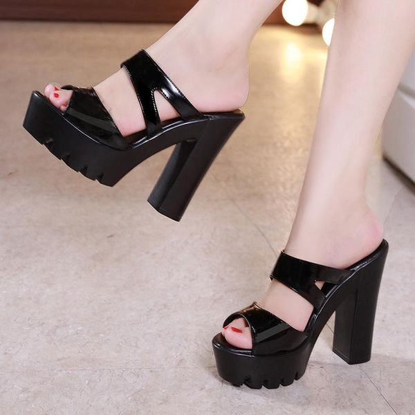 slippers plus size 33-43 open toe platform shoes summer woman 2021 patent leather slides women high heels ladies, Black
slippers plus size 33-43 open toe platform shoes summer woman 2021 patent leather slides women high heels ladies, Black