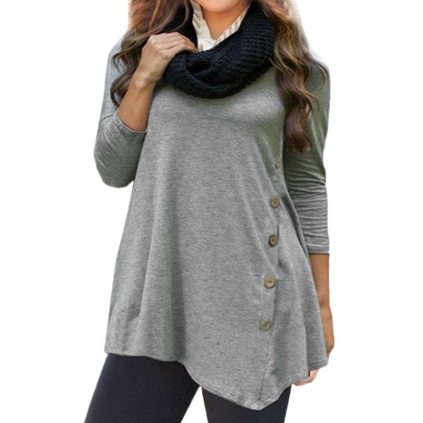 women's blouses & shirts chamsgend womens blouse long sleeve loose button trim solid color round neck tunic shirt #180206, White
women's blouses & shirts chamsgend womens blouse long sleeve loose button trim solid color round neck tunic shirt #180206, White