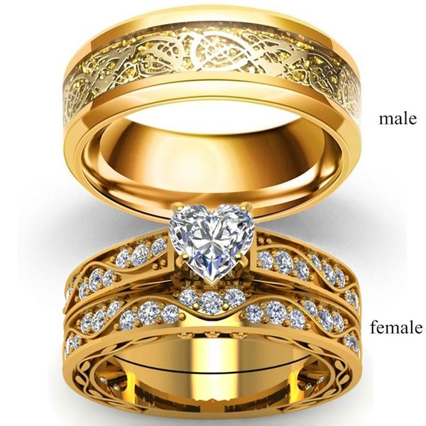 cluster rings fashion jewelry couple gold-color vintage dragon stainless steel men ring romantic heart zircon set bridal, Golden;silver
cluster rings fashion jewelry couple gold-color vintage dragon stainless steel men ring romantic heart zircon set bridal, Golden;silver