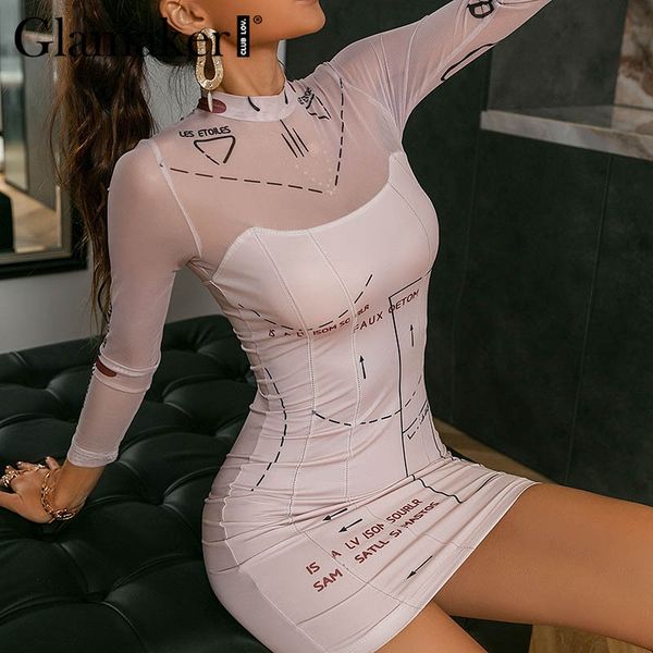 glamaker printed mesh patchwork slim bodycon mini dress spring summer new style fashion dress long sleeve party club dress 210412, Black;gray
glamaker printed mesh patchwork slim bodycon mini dress spring summer new style fashion dress long sleeve party club dress 210412, Black;gray