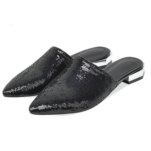 designer shoes gold sliver bling mules shoes women slippers pointed toe sequined cloth flat loafers shiny ladies sandals size 45, Black
designer shoes gold sliver bling mules shoes women slippers pointed toe sequined cloth flat loafers shiny ladies sandals size 45, Black