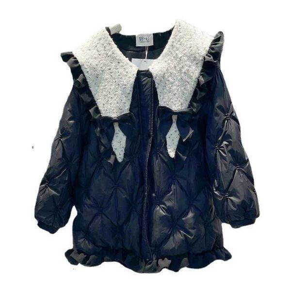down cotton padded et female 2021 winter korean celebrity bow navy collar ruffle edge ling lattice, Black
down cotton padded et female 2021 winter korean celebrity bow navy collar ruffle edge ling lattice, Black
