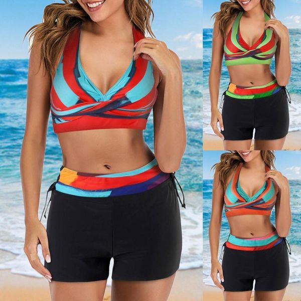 women's swimwear women plus size bikini print strappy back tankini set two piece swimsuits swimdress thicker breathable sponge bra pad, White;black 
women's swimwear women plus size bikini print strappy back tankini set two piece swimsuits swimdress thicker breathable sponge bra pad, White;black