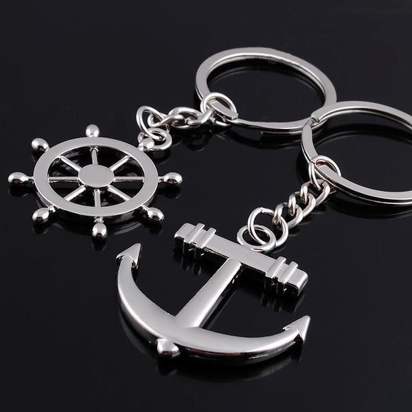 

10pieces/lot creative ship rudder anchor couple keychain metal keychain accessories key ring couple small jewelry, Silver