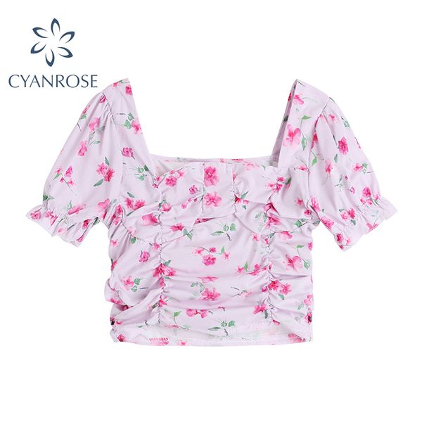 sweet style crop women's blouses summer short sleeve square collar floral print draped shirts female loose summer korean ins 210417, White
sweet style crop women's blouses summer short sleeve square collar floral print draped shirts female loose summer korean ins 210417, White