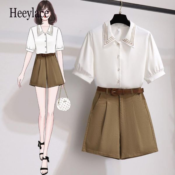 women's tracksuits summer korean casual two piece set for women short sleeve white and high waist shorts sets office ladies elegant out, Gray
women's tracksuits summer korean casual two piece set for women short sleeve white and high waist shorts sets office ladies elegant out, Gray