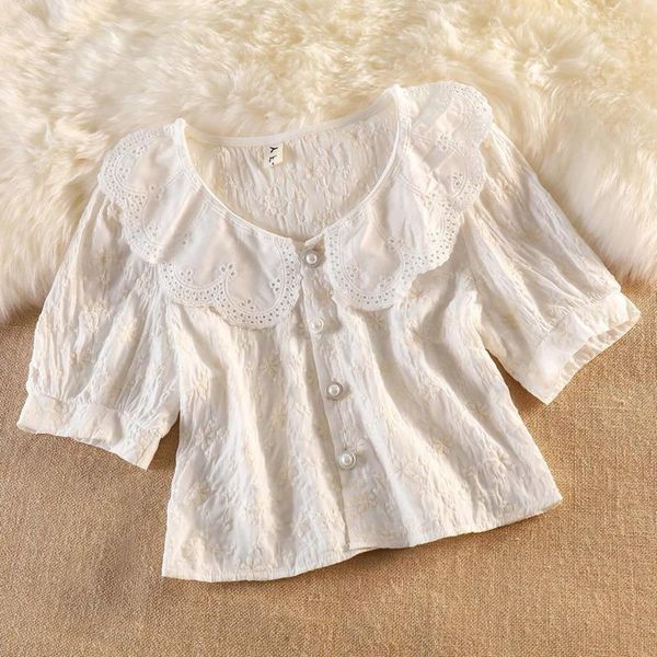 women's blouses & shirts short-sleeved blouse female summer korean version of the sweet temperament puff sleeve floral shirt en*, White
women's blouses & shirts short-sleeved blouse female summer korean version of the sweet temperament puff sleeve floral shirt en*, White