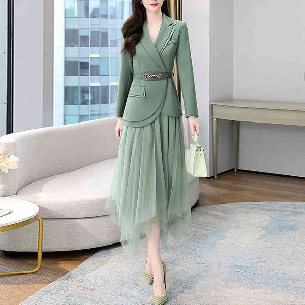 two piece dress women's sets belt blazer+elastic waist pleated tulle mesh skirt suit set fashion office lady women 2 suits 1oty, White
two piece dress women's sets belt blazer+elastic waist pleated tulle mesh skirt suit set fashion office lady women 2 suits 1oty, White