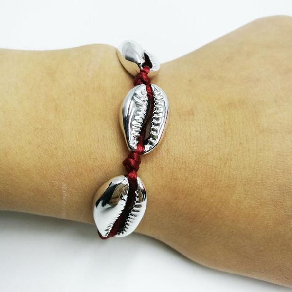 link, chain 2021 arrival fashion silver color cowries shell wine red bracelet handmade adjustable size for parent-child jewelry, Black
link, chain 2021 arrival fashion silver color cowries shell wine red bracelet handmade adjustable size for parent-child jewelry, Black