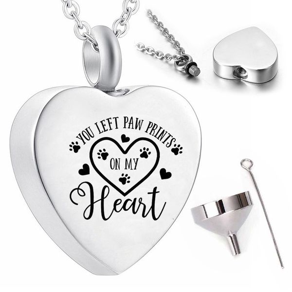 heart pet pendant necklace you left paw prints on my heart cremation urn ashes keepsake, Silver
heart pet pendant necklace you left paw prints on my heart cremation urn ashes keepsake, Silver